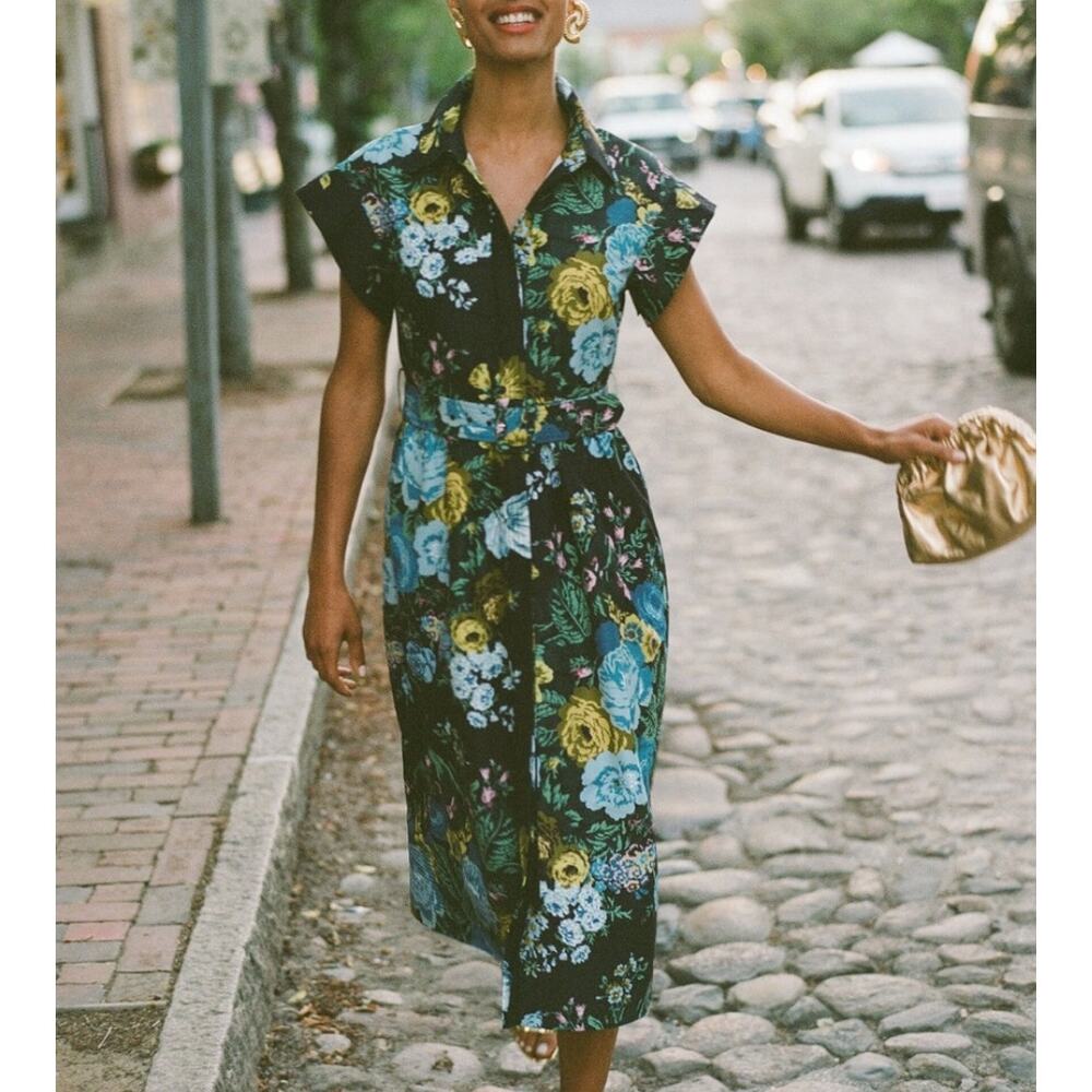 Tuckernuck Black Floral Bouquet Chloe Midi Dress